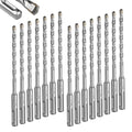 GEINXURN 15 PCS 1/4” x 6" Double Thread Rotary Hammer Drill Bits, Masonry Drill Bits Tool Set Carbide Tipped, Drilling in Brick, Stone and Concrete, Cement Walls