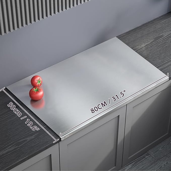 304 Stainless Steel Cutting Board – Stainless Steel Kitchen Chopping Boards Non-Slip, Dishwasher Safe – Ideal for Meat, Vegetables, Fruits, Bread & Baking – Commercial & Home Use (31.5 * 19.6in)