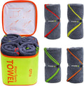 4Monster 4-Pack Quick Dry Microfiber Travel Towels – Super Absorbent, Ultra-Soft Camping Towel Set with Water-Resistant Bag, Lightweight & Compact for RV, Gym, Beach, Pool, Swimming, and Family Trips