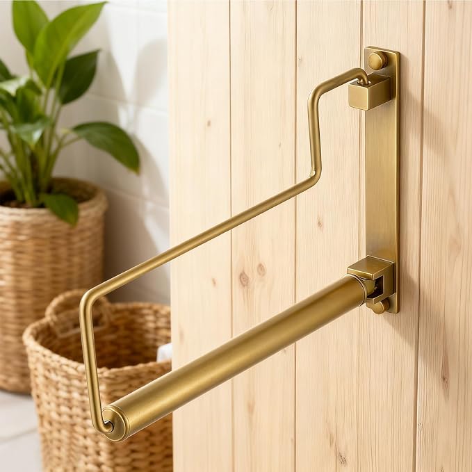 NEWRAIN Clothes Drying Rack, Laundry Racks for Drying Clothes, Wall Mounted Swing Arm Clothes Hanger for Laundry Room, Garage, Indoor & Outdoor Use,Antique Brass