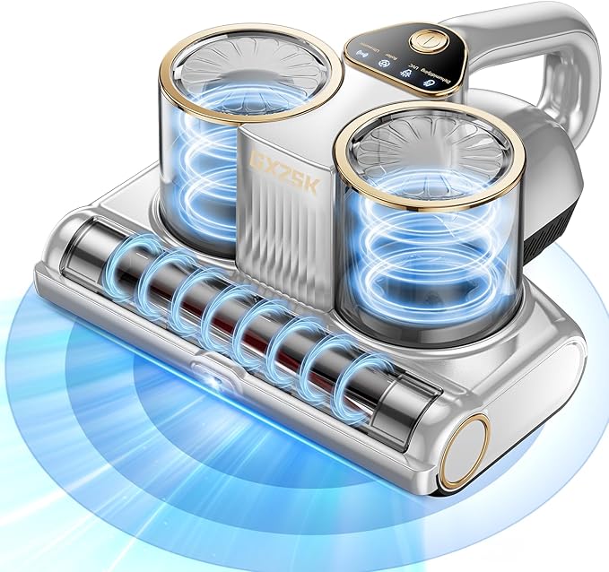 Gxzsk Mattress Vacuum Cleaner, 16kPa Bed Vacuum Cleaner with 253.7nm UV-C Light, Ultrasonic & 140℉ Heating, Dual Cup & Widen Suction Port Handheld Vacuums for Bed, Sofa, Couch, Crib (500W, Corded)