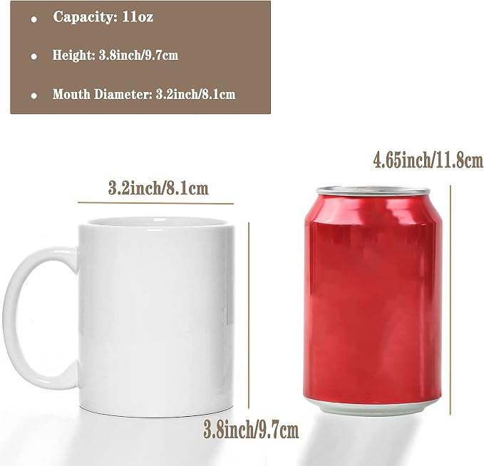 TANGLONG Sublimation Mugs Blank, Tazas Para Sublimacion, White Ceramic Sublimation Cups, Bulk Mugs for Coffee, Tea, Latte, Soup, Milk, Hot Cocoa 11 oz Set of 12