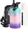RAYMYLO Insulated Water Bottle 64 oz, Triple Wall Vacuum Stainless Steel (Cold for 48 Hrs), Leak Proof & Non-BPA, Half Gallon Water Flask Jug with Paracord Handle & Straw Spout Lids, Hydrangea
