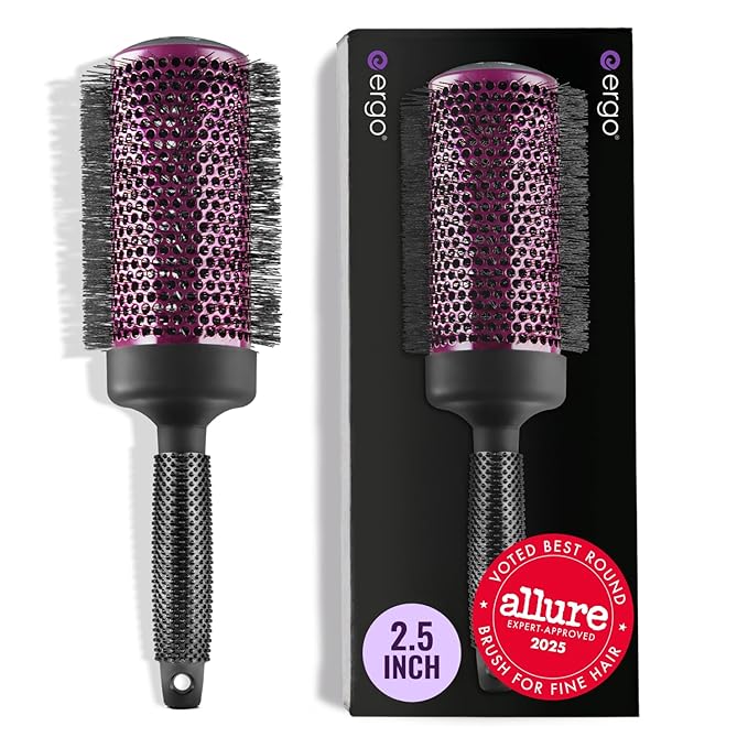 ERGO Super Gentle Round Brush for Blow Out - Salon Quality Hair Styling for Women - Roller for Wet and Dry Hair - Volumizing Care Blowout - ERG65: 2.5"