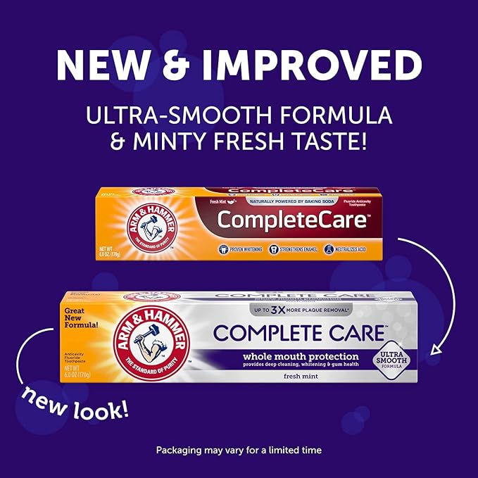 ARM & HAMMER Complete Care Fluoride Anticavity Toothpaste, Fresh Mint 6 oz (Pack of 12)