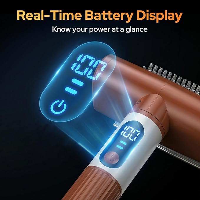 Electric Grill Brush with LED Light, Dual Speed Electric Grill Cleaner, Rechargeable Cordless BBQ Cleaner, Waterproof Replaceable Brush Heads for Barbecue Grates
