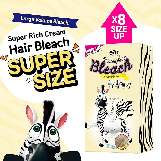 eZn Super Rich Cream Hair Bleach (25oz, 250g+500ml) Korean Permanent Long Hair Color Marula Seed High-Lifting Formula Minimal Damage Enriched with 4 Natural Oil Extract (Super Size)