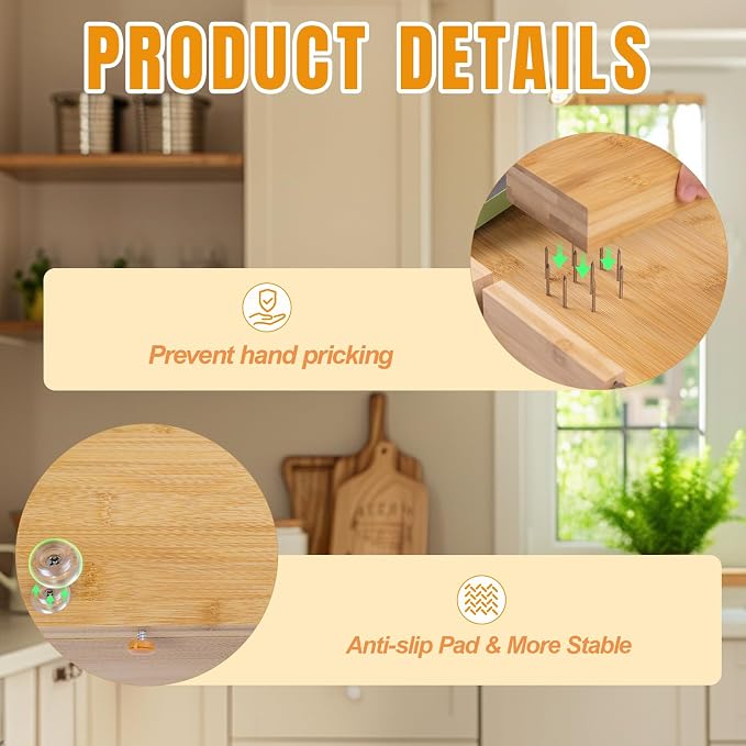 Adaptive One-Handed Cutting Board,with Bread Stops,Rubber Band Attachment,Steel Spikes,Replaceable Grater,Anti-slip Bottom - Perfect for One-handed Person & Disabled