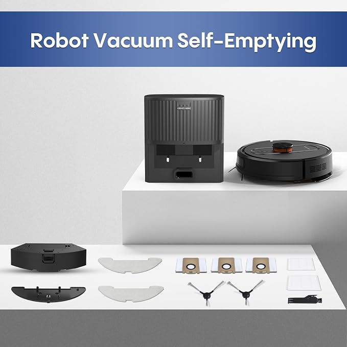 Robot Vacuum and Mop Combo, 6000Pa Strong Suction, Self-Emptying Dock,LiDAR Navigation, 90-Day Hands-Free,Robotic Vacuum for Pet Hair, Dust, Hard Floors and Carpets