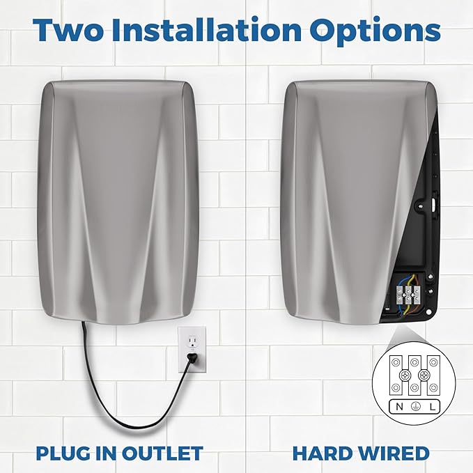 stardrix 2 Pack UL Approved Stainless Steel Bathroom Hand Dryer with HEPA Filter, Heavy Duty Automatic Electric High Speed Hand Dryer for Commercial Restroom, Brushed