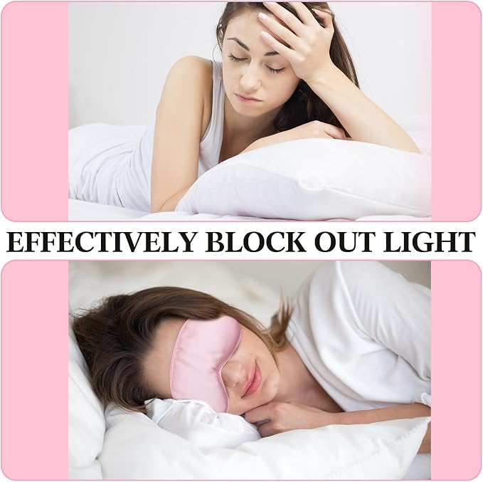 Newcotte 50 Pcs Silk Sleep Eye Mask for Sleeping Adjustable Elastic Strap Blackout Smooth Soft Eye Covers No Pressure Sleep Mask for Women and Men Comfortable Blindfolds(Pink)