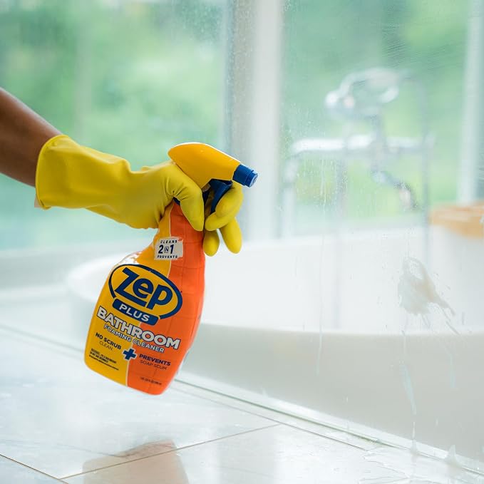 Zep Plus Bathroom Foaming Cleaner - 32 OZ (Case of 12) - R54012 - Prevents Soap Scum Buildup + Long-Lasting Protection - Bleach-free