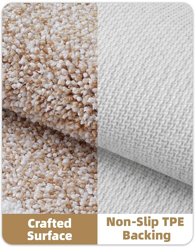 Color&Geometry Bathroom Runner Non Slip, 24"x59" Khaki Bath Runner Rug, Absorbent, Soft, Washable, Microfiber Bath Mat Bathroom Carpet