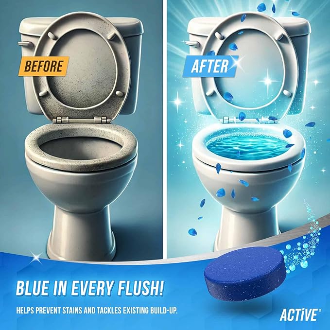 ACTIVE Automatic Toilet Bowl Cleaner and Washing Machine Cleaner - Includes 12ct Toilet Bowl Cleaning Tablets and 24ct Washer Cleaning Tablets