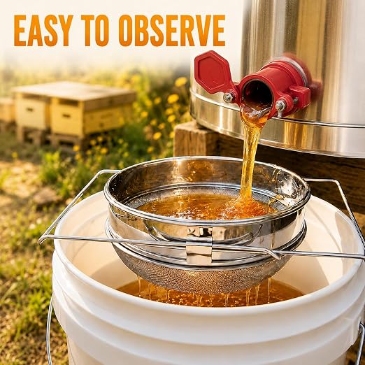 2PCS Honey Strainer Double Sieve Honey Filter, Honey Extractor for 5 Gallon Bucket 9x14 Inch, Beekeeping Supplies for 5 Gallon Bucket Honey, Beekeeping Equipment Tools