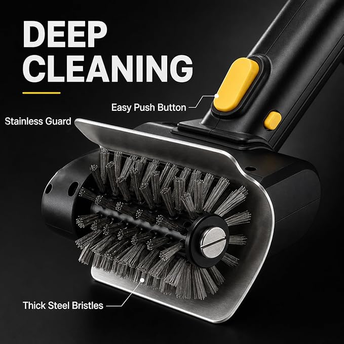 Electric Grill Brush for Outdoor, 2000mAh Upgraded BBQ Grill Cleaner, Cordless Rotary Grill Grate Cleaner with 150Mins Runtime, Safe for All Grills, BBQ Gift for Father's Day