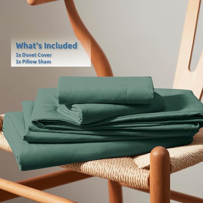 Nestl Twin Duvet Cover Set - Soft Double Brushed Forest Green Duvet Cover Twin XL, 2 Piece, with Button Closure, 1 Duvet Cover 68x90 inches and 1 Pillow Sham
