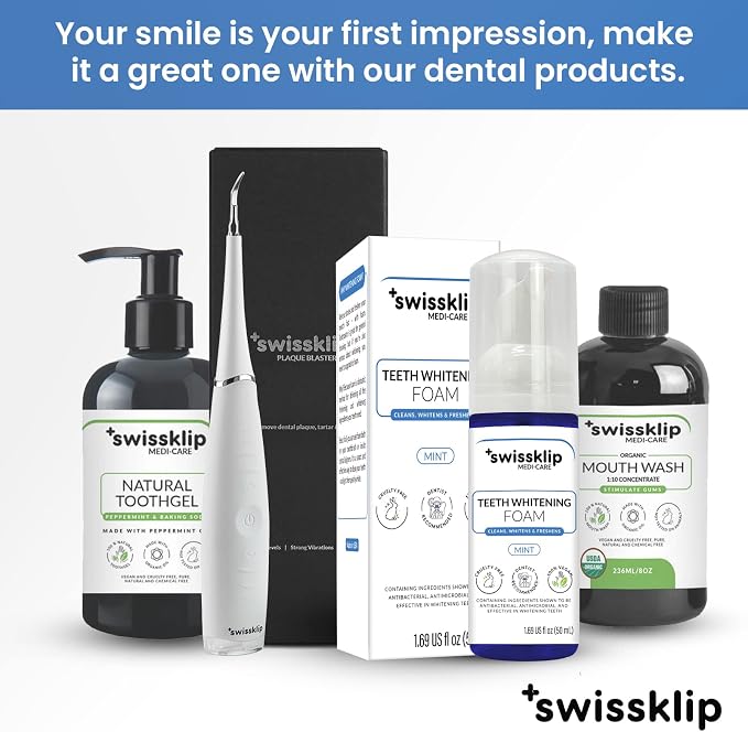 Swissker by Swissklip ShineFoam Teeth Whitening Foam – Stain Remover | Whitening Gel Kit, Teeth Whitener, Hydrogen Peroxide Formula, Mint Flavor, Coffee & Wine Stain Removal, For Braces & Aligners