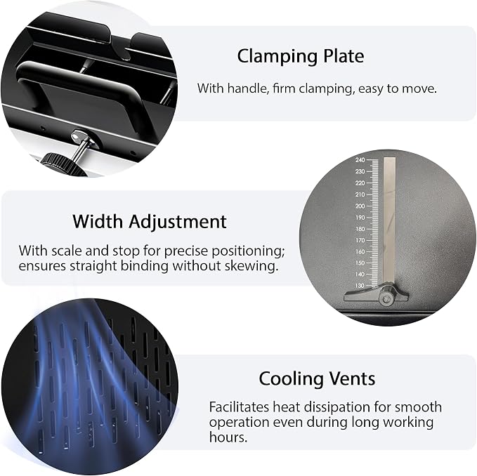 110V Manual Hot Glue Binder, A4 Hot Melt Binding Machine with Dual Rollers for Strong Bond, Thermal Book Binder 1.57" Thickness 200 Books/H for Small Business Home Office Print Shop