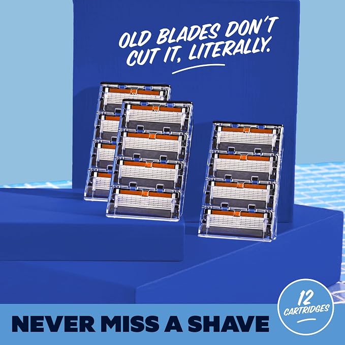 Dollar Shave Club | 6 Blade Razor Refills (12 Pack) | 6 Stainless Steel Blades for a Close & Comfortable Shave