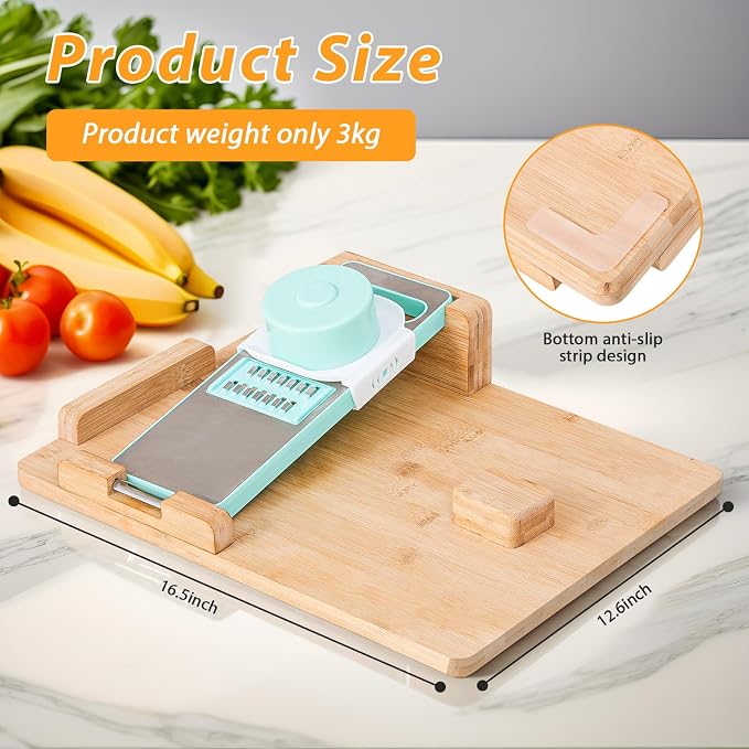 One-Handed Cutting Board, Adaptive Cutting Board for Disabled &Stroke Patients & Handicapped People, Handicap Kitchen Chopping Boards with Peeler& Steel Spikes & Grater