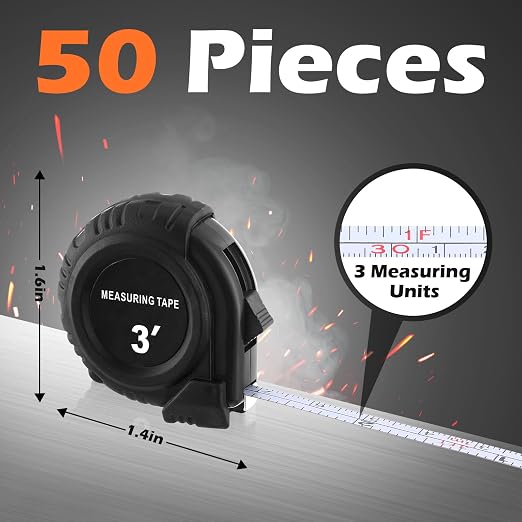 Kanayu Mini Tape Measure Keychains 3 ft Small Retractable Measuring Tape Bulk with Lock Steel Easy Read Pocket for Birthday Party Favors Daily Use