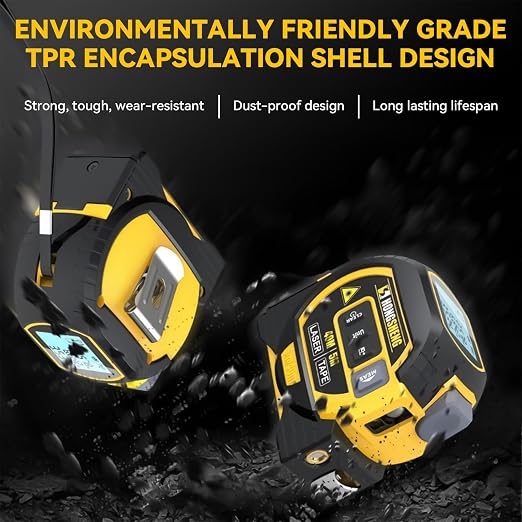 The Ruler 3-in-1 Measuring Tape, Tools Tape Measure, 3-in-1 Rangefinder with Led Display, 3 in 1 Digital Tape Measure with Cross Line, AutoLock, Measure Area, Volume, Pythagorean, Best Gift for Man