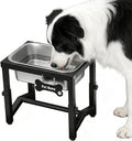 1.2 Gallon Elevated Large Dog Water Bowl, 4 Adjustable Height 7.8'',9.2'',10.6'',12''Raised Stainless Steel Bowl Stand for Small/Medium/Large Breed, Metal Dog Feeding Station for Relief Joint Pressure