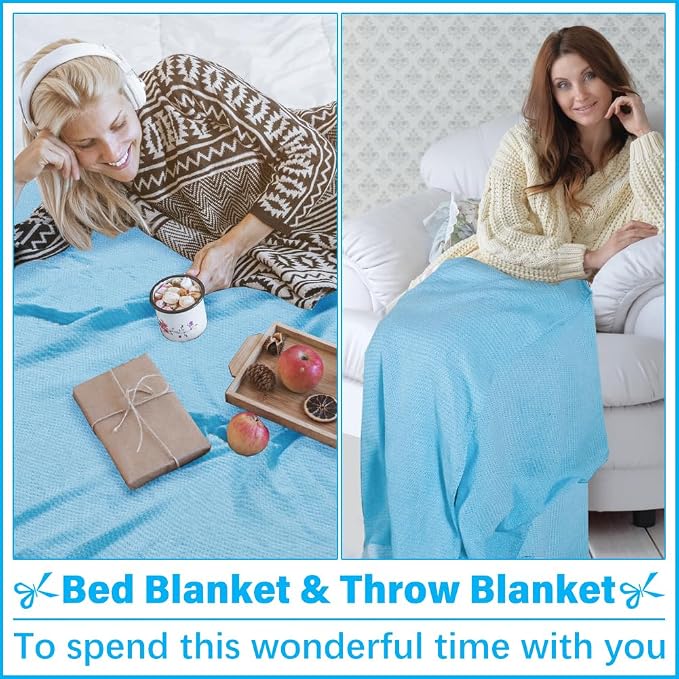 Vikumond Turkish Beach Towel Blanket Oversized 88x82 Inch Quick Dry SkyBlue | Lightweight Compact Portable Sand Free Absorbent Boho Woven Throw for Pool Swimming Picnic Camping Cruise Outdoor Essentials