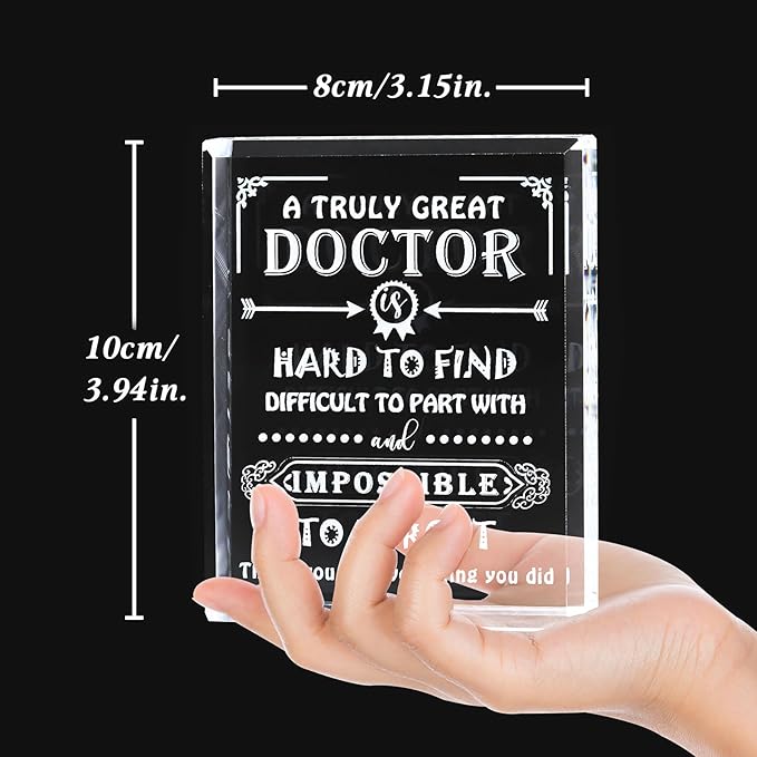Movdyka Doctor Gifts for Men Women Crystal Keepsake Plaque Best Doctor Ever Gifts Unique Thank You Gift for Doctors on Christmas Retirement Doctors' Day