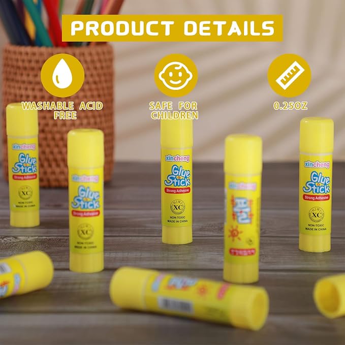 Zubebe 0.25 oz White Glue Sticks in Bulk for Classroom, Washable Glue Stick for Crafts Home Back to School Students Teachers Employees Scrapbooking Crafting Supplies (200 Pcs)