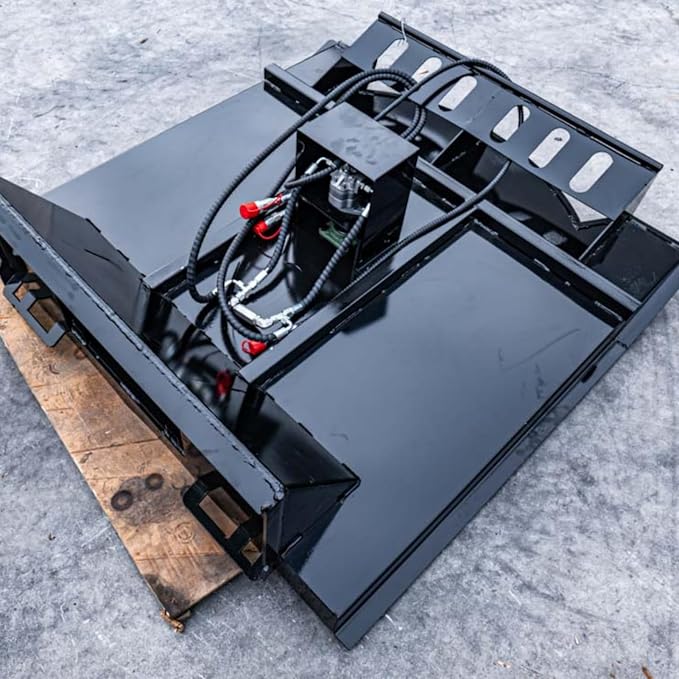 63" Wide Skid Steer Brush Cutter Attachment - 57.6"/1460mm Cutting Width, 2 Bi-Directional Blades, Fits Bobcat and Most Skid Steer Loaders, Ideal for Landscaping, Trail Clearing and Construction