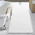 LOCHAS Luxury Bathroom Rug Shaggy Bath Mat 24 x 54 Inch, White | Washable Non Slip Bath Rugs for Bathroom Shower, Soft Plush Chenille Absorbent Carpets