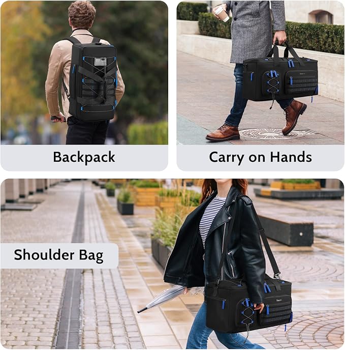 Large Dj Cable Bag with Laptop and Microphone Pocket, Dj Bag for Equipment with 8 Detachable Dividers and Padded Bottom, Dj Gig Bags for Music Gear Accessories, Blue