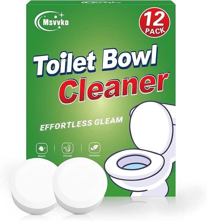 Msvvko Toilet Bowl Cleaner Tablets with Bleach 12 PACK Powerful Formula to Eliminate Limescale & Rust
