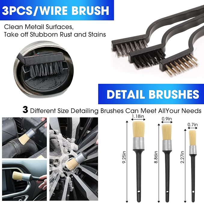 Car Cleaning Kit, 17PCS Car Interior Detailing Kit with Gray High Power Handheld Vacuum, Detailing Brush Set, Windshield Cleaner, Cleaning Gel, Complete Auto Accessories for Men, Women