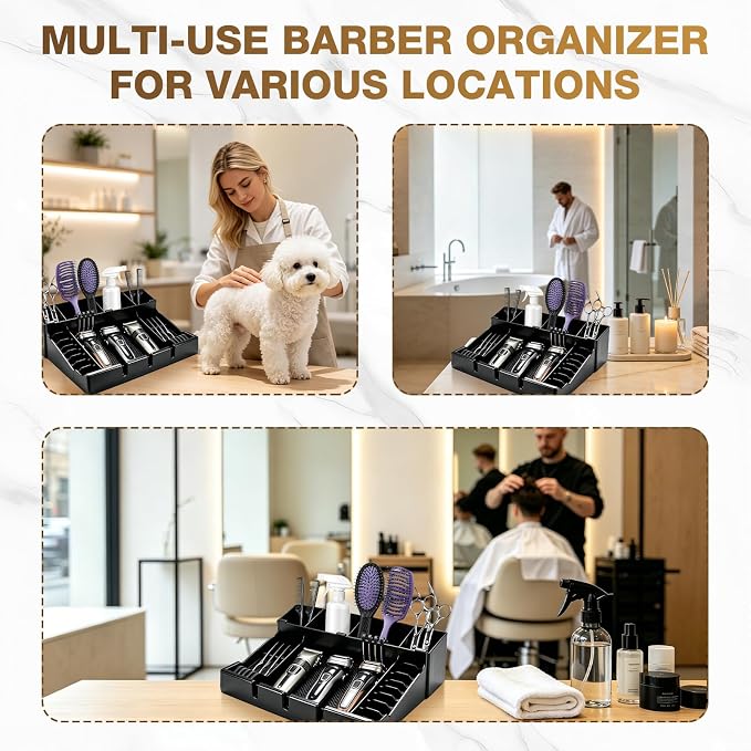 NICEMOVIC Large Barber Station Organizer, Scissors Holder Box, Barber Accessories Supplies, Professional Salon Hairdressing Scissors Rack Holder Storage Organizer for Hairstyling Combs Clips Brushes