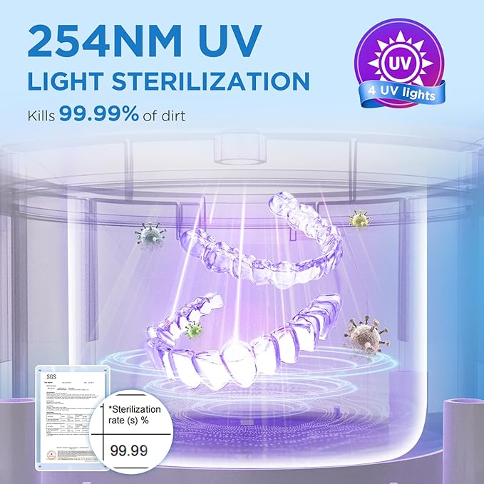 Dental Ultrasonic Retainer Cleaner Machine: 45kHz Dental Cleaning Pod with Digital Timer & 200ML, Cleaning for Dentures, Mouth Guards, Aligners, Night Guards, Braces, Toothbrush Heads & Jewelry, Black