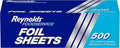 Reynolds Foodservice Pre-Cut Aluminum Foil Sheets, Great for Concessions, Catering, Cafeterias, and Restaurants, Easily Moldable Around Food, 12 x 10.75 Inches, 500 Ct.