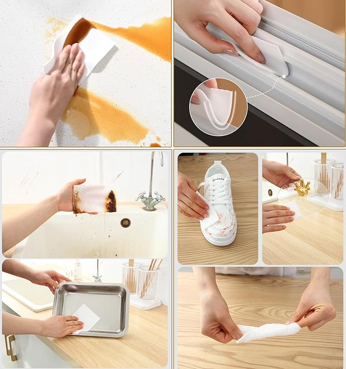 Magic Cleaning Sponges Eraser Sheets，White Melamine Sponge Wipes for Furniture, Kitchenware, Shoe