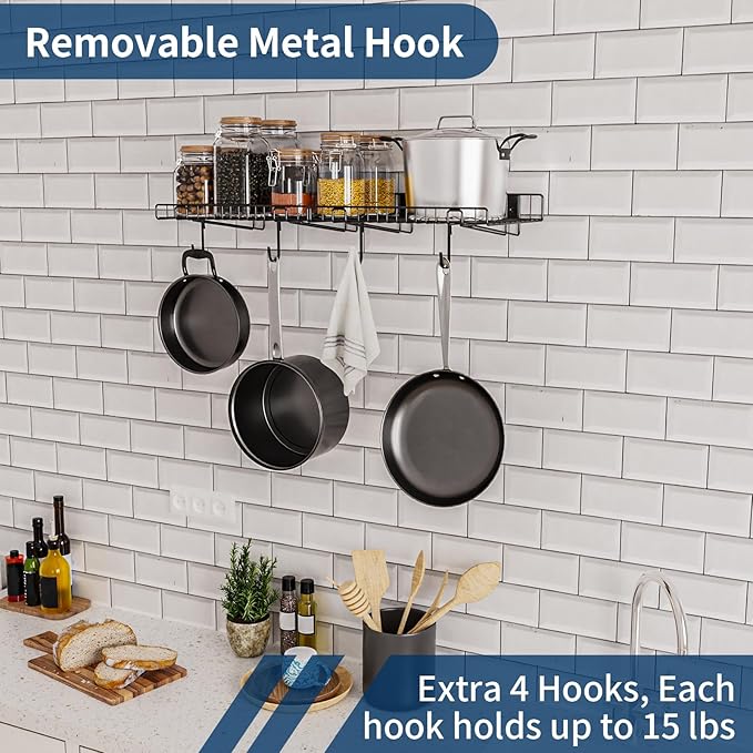 2 Pack Garage Wall Shelf, Wall Mounted Storage Shelves, Heavy Duty Metal Shelves for Room Wall, Loads 80 LBS Floating Shelves Mesh Storage Rack for Garage, Office, Basement,Wall Cabinet and Kitchen