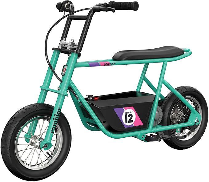 Razor Rambler 12 for Ages 13+ – 24V Electric Minibike with Retro Style, Up to 14 mph, Wide 12" Air- Filled Tires, High-Torque 250-watt Motor, Up to 40 Minutes Ride Time, for Riders up to 170 lbs