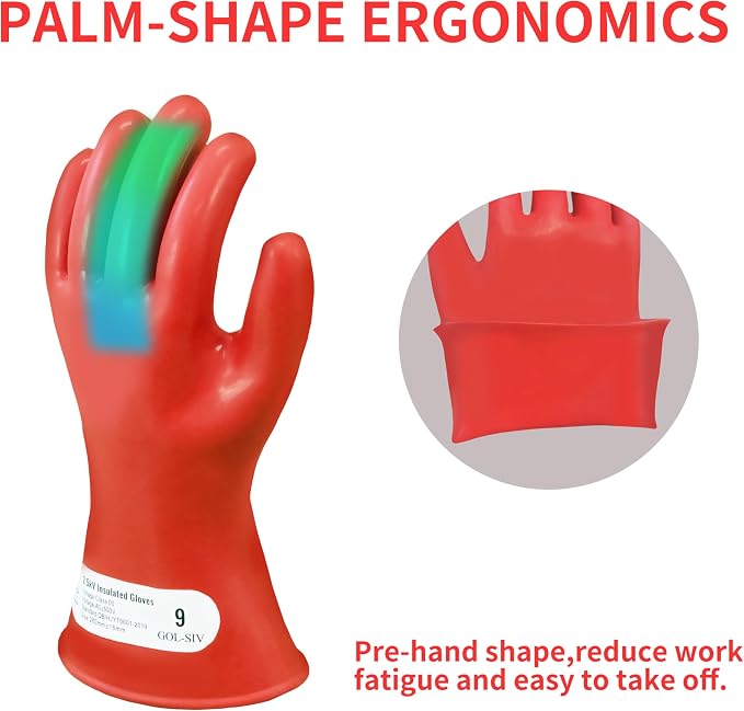 Dielectric Electrician Gloves - Class 00 ASTM Compliant Insulated Electrical Rubber Gloves For Work,Linemen,Shock Resistant