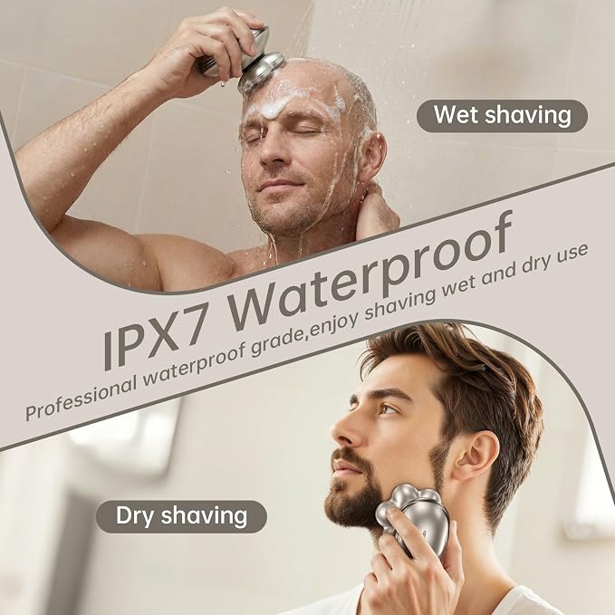 Head Shavers for Bald Men – Electric Razor for Men, 7D Magnetic Electric Shavers for Men, IPX7 Waterproof 5-in-1 Shavers for Men Grooming Kit (Gray)
