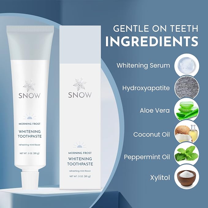 SNOW Nano-Hydroxyapatite Whitening Toothpaste - Oral Care with Kaolin & Hydroxyapatite - Non-GMO & Enamel Safe Teeth Whitening Toothpaste - Mint Flavor (Morning Frost, 3 Pack)