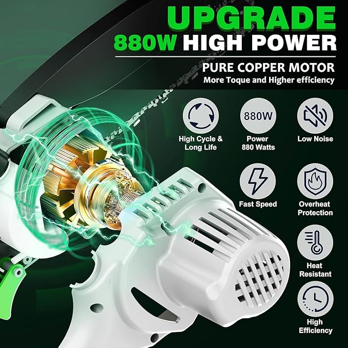 Mini Chainsaw Cordless 8 Inch with 2x 4000mAh Batteries, Portable Electric Chain Saw, Automatic Oiler, Battery Powered Small Handheld Saw, Security Lock Trees Branches Trimming, Wood Cutting, 2026