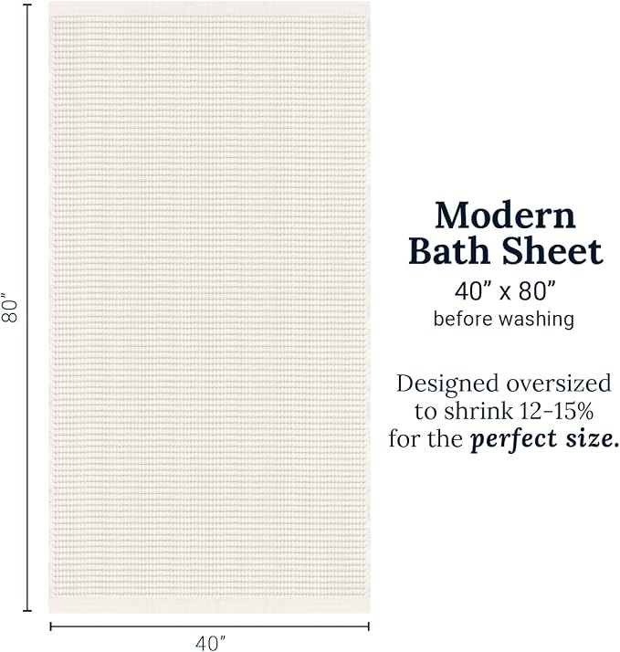 GILDEN TREE Waffle Bath Sheet Quick Dry Towel, Thin Luxury Bath Towels, 40x80 Large Bath Towels 2 Pack Bath Sheets, Modern Style (Cream)