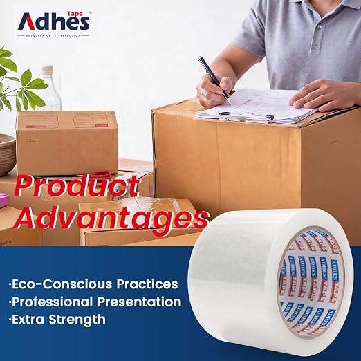 ADHES Packaging Tape 2.7MIL Heavy Duty Packing Tape Mailing Tape,3 Rolls, 3" x 165 ft (55 Yards) Clear Shipping Tape, Ultra-Strong & Durable for Packaging, Moving, Mailing, and Sealing