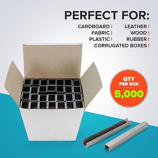 IDL Packaging Heavy Duty Staples - 7/16" x 1/12" x 0.04" (5 Boxes, 25000 pcs) - Non-Rusting, Durable Industrial Staples