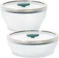 Anyday 4-Pc Microwave Cookware Set with Glass Lids, Medium (Kale) | Food Storage, Steamer, Plastic Free Containers, Vented Glass Lid, Microwave-Safe Reheating & Steaming Vegetables, Rice